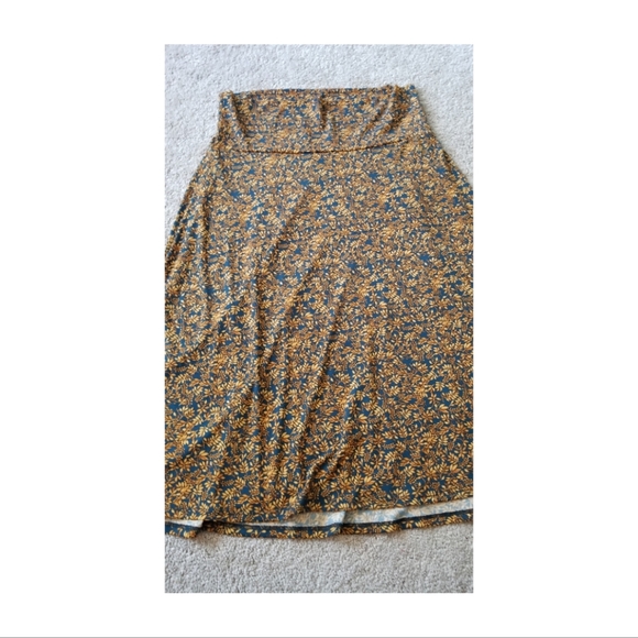 Lularoe Azure Flowy A-line Skirt in Classic Golden Floral Print Size Large - Picture 2 of 5